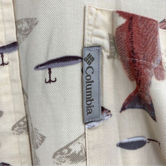 Columbia Mens XL Short Sleeve Button Front Fish Shirt - Picture 6 of 8